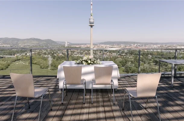 standesamtliche Trauung auf Terrasse in der wolke21 im Saturn Tower